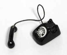 画像2: ミニチュア雑貨 黒電話 / レトロ電話 回転式ダイヤル電話 (2)