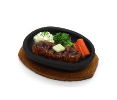 画像1: ミニチュアフード サーロインステーキ・鉄板皿 (1)