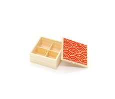 画像7: ミニチュア雑貨 木折り箱（赤）/ 折り詰め 菓子折り (7)