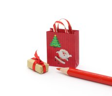 画像2: ミニチュア雑貨 クリスマス紙袋・プレゼントボックス入り（赤） (2)