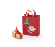 画像1: ミニチュア雑貨 クリスマス紙袋・プレゼントボックス入り（赤） (1)