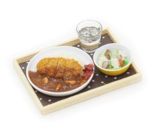 画像1: ミニチュアフード カツカレー&サラダセット (1)