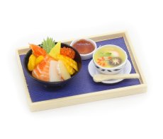 画像1: ミニチュアフード 海鮮丼セット (1)