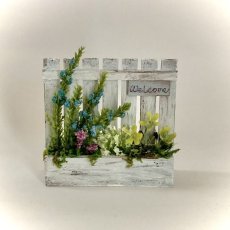 画像1: ミニチュア　ローズマリー風青い花のパネルプランター (1)