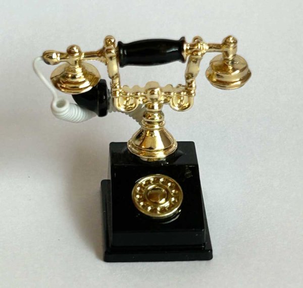 ミニチュア・アンティーク電話黒 - マーブルチョコ