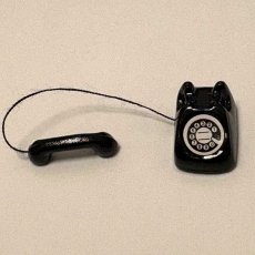画像2: ミニチュア雑貨 黒電話 / レトロ電話 回転式ダイヤル電話 (2)