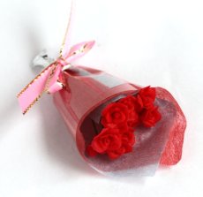 画像1: ミニチュアフラワー バラ・花束（赤） (1)