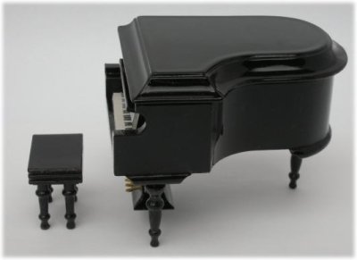 画像1: ミニチュア楽器 ミニグランドピアノ（黒/ツヤ有り）