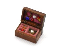 画像1: ミニチュア雑貨 ジュエリー木製ボックス / 宝石箱 アクセサリー箱 (1)