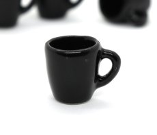 画像2: ミニチュア食器 陶器マグカップ 黒 (2)