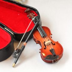 画像1: ミニチュア楽器 バイオリン・小 (1)