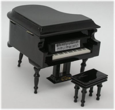 画像2: ミニチュア楽器 ミニグランドピアノ（黒/ツヤ有り）