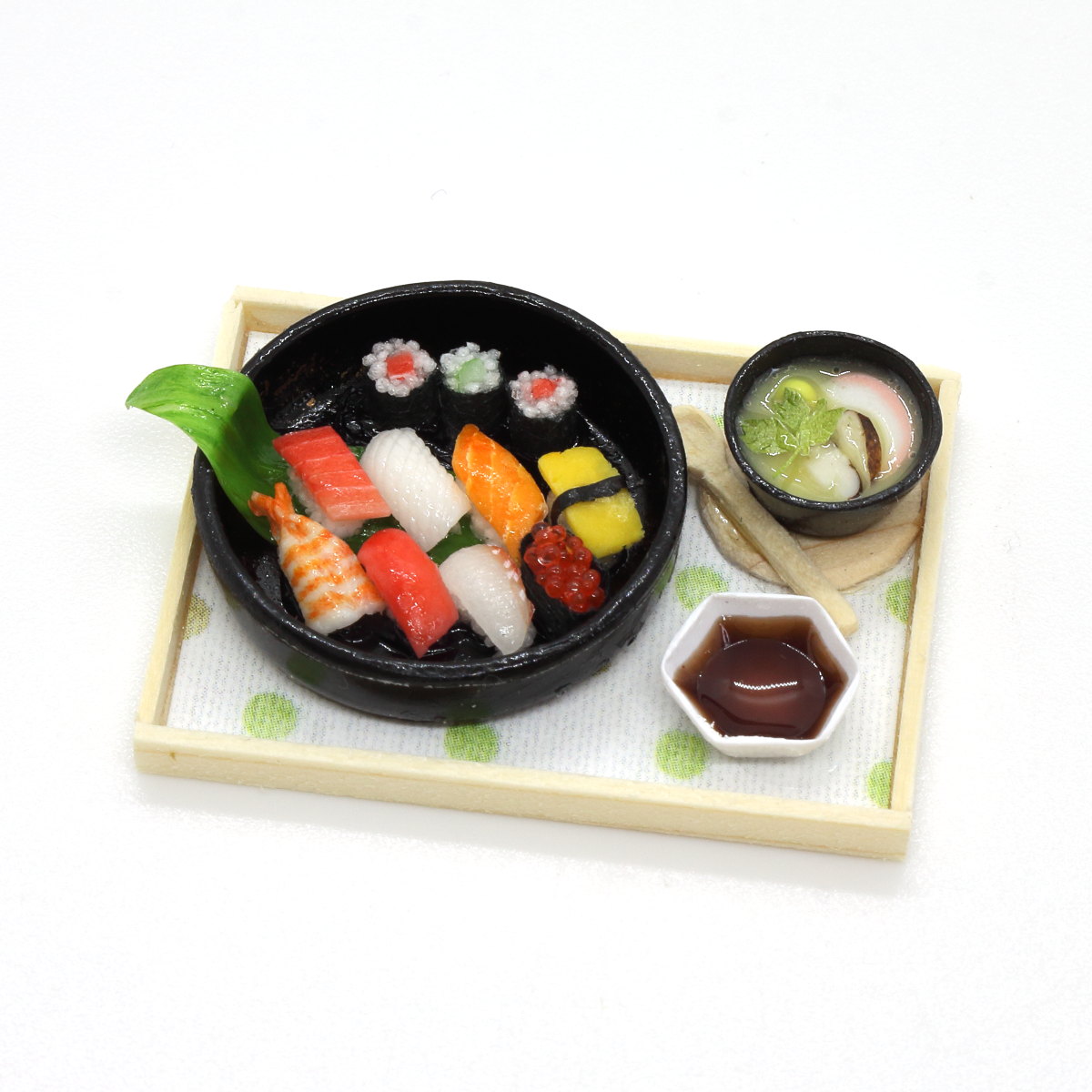 画像1: ミニチュアフード にぎり寿司(茶碗蒸し付き) (1)