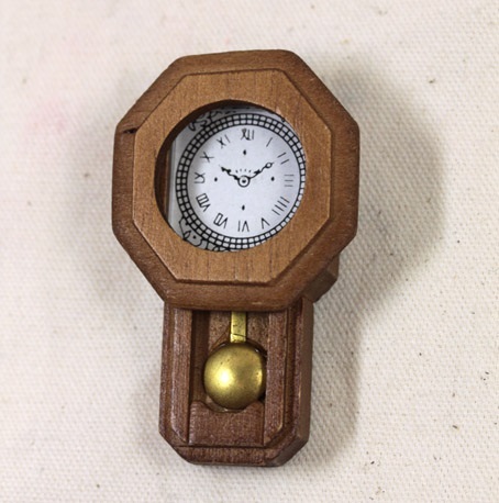 画像1: ミニチュアインテリア雑貨 振り子時計 木製 / 柱時計 (1)