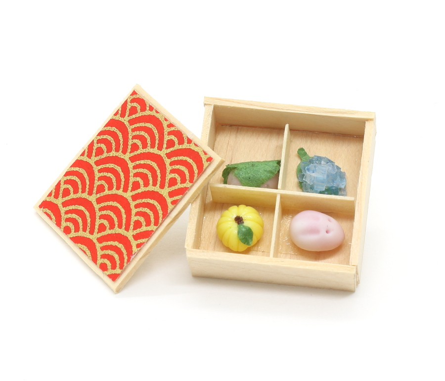 画像1: ミニチュアお菓子 和菓子木箱入りセット (1)