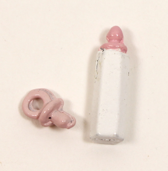 画像1: 哺乳瓶＆おしゃぶり・ピンク (1)