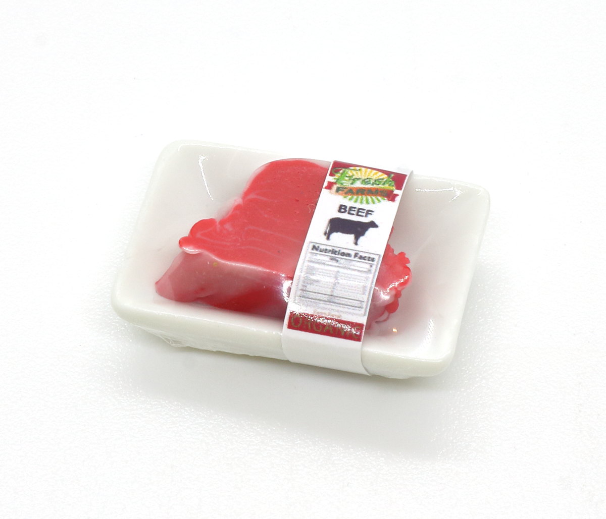 画像1: ミニチュアフード 精肉パック 牛肉 ブロック / ビーフ ミート かたまり肉 ステーキ (1)