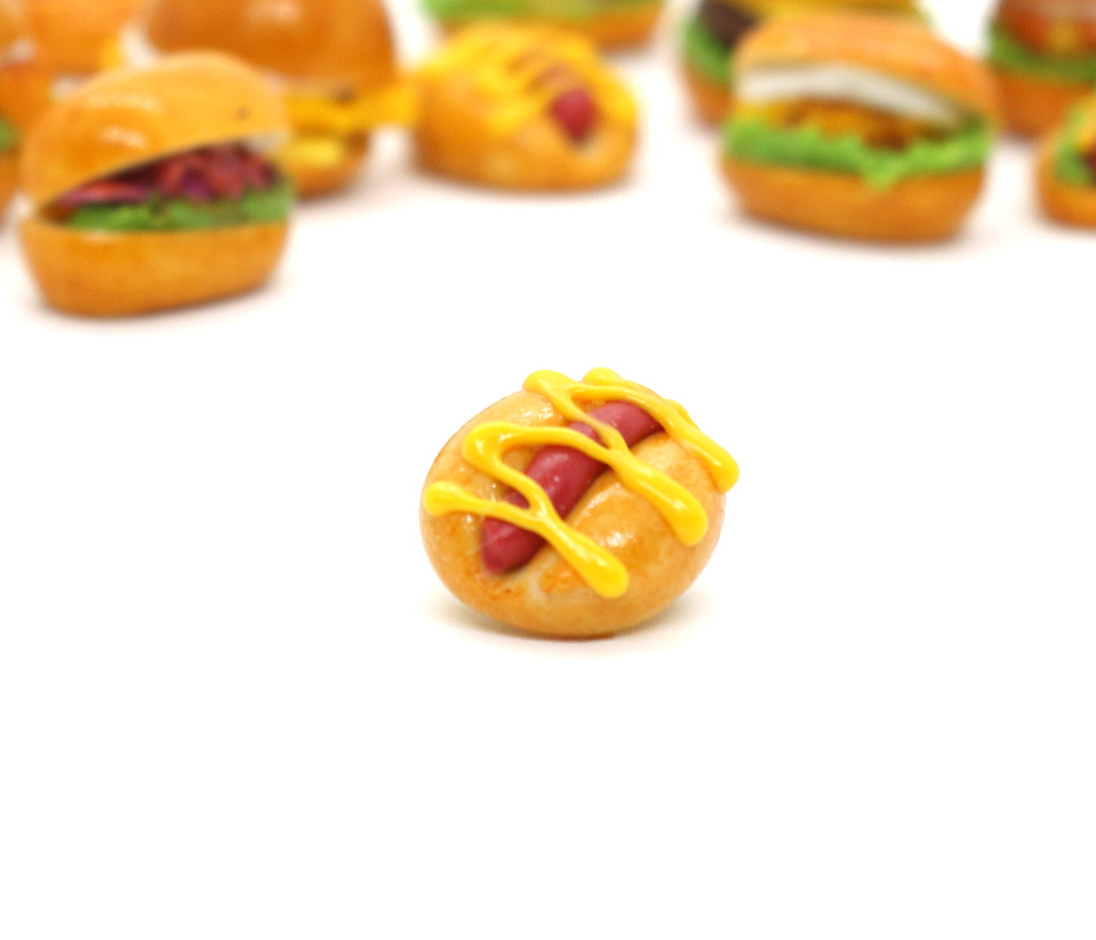 画像1: ミニチュアフード チーズドッグ / ソーセージパン ホットドッグ (1)