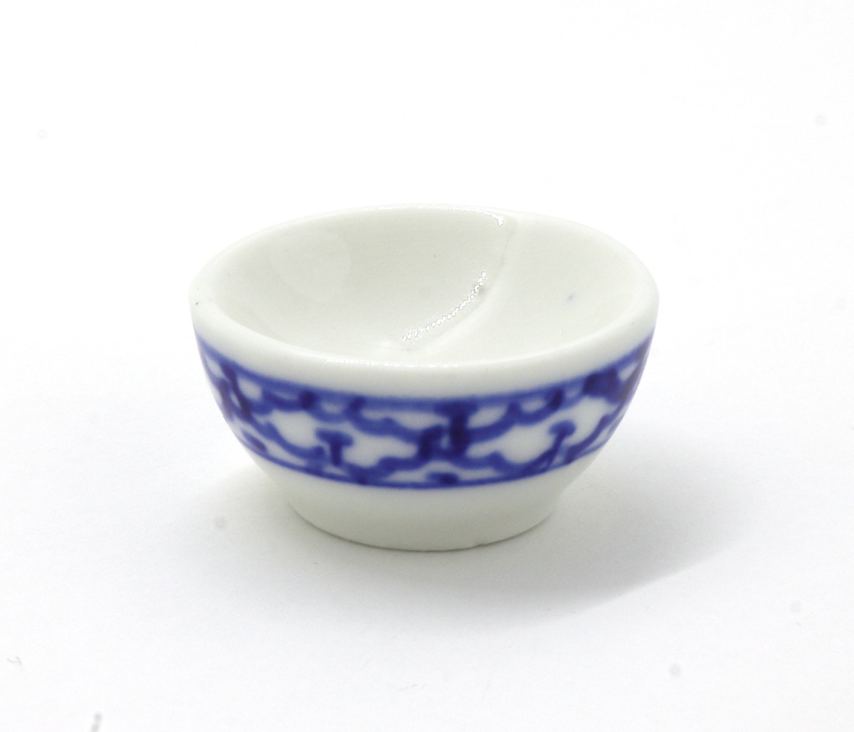 画像1: ミニチュア食器 陶器どんぶり 青模様 / ボウル 器 (1)