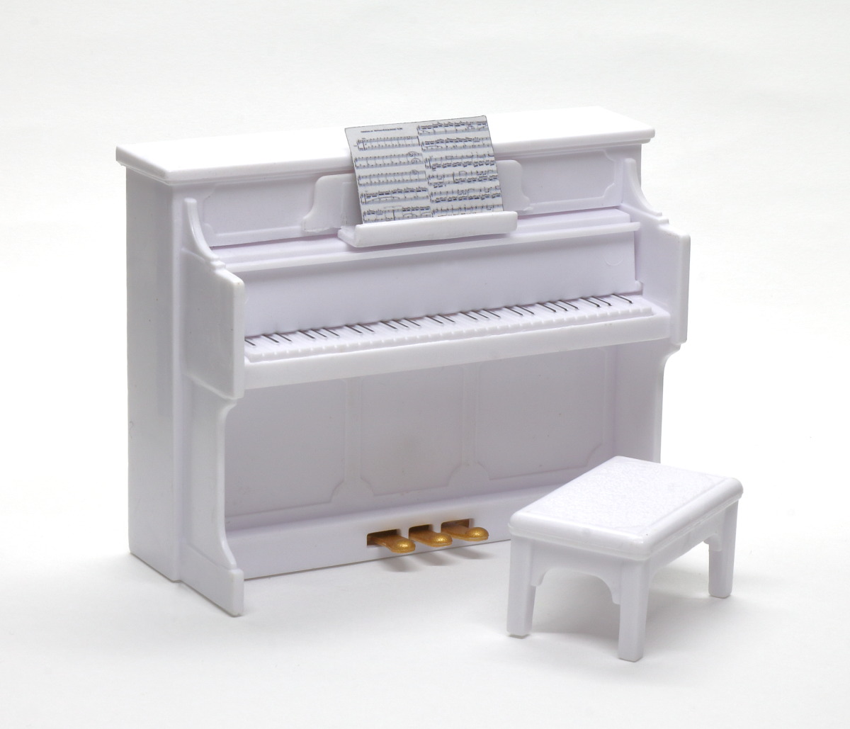 画像1: ミニチュア楽器 スタンドピアノ 白 (1)