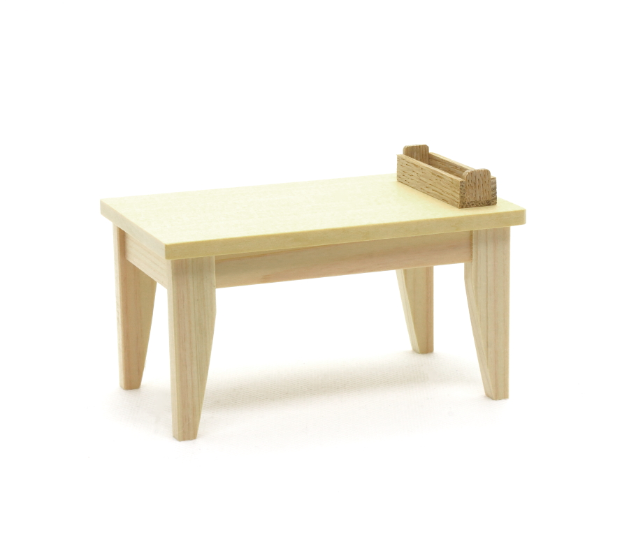 画像1: ミニチュア家具 テーブル（無塗装 / おまけ付） (1)