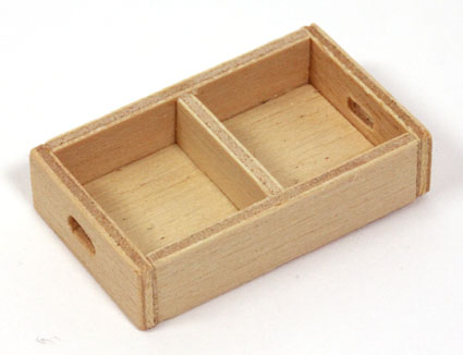 画像1: ミニチュア木箱 二仕切り箱 (1)